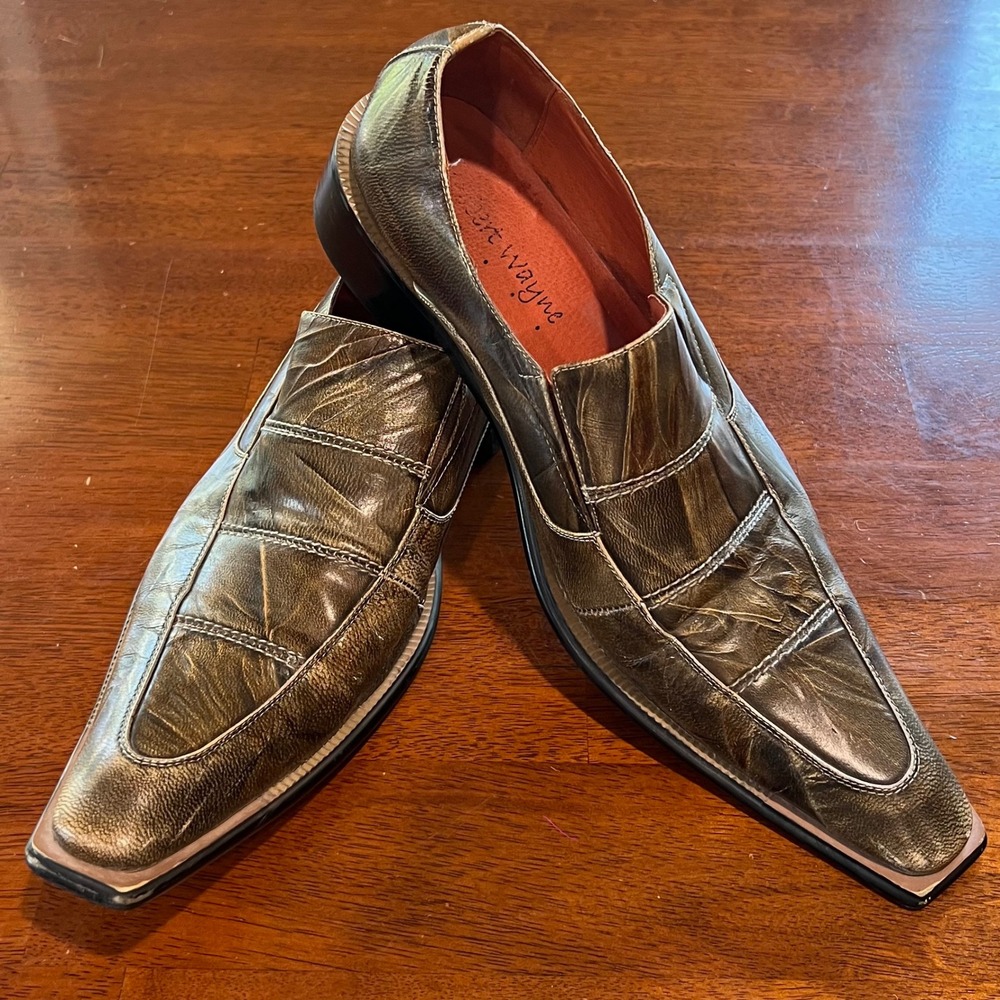 Robert Wayne Island Mens Dress‎ Loafers Shoes Square Toe Bronze Metallic 9.5